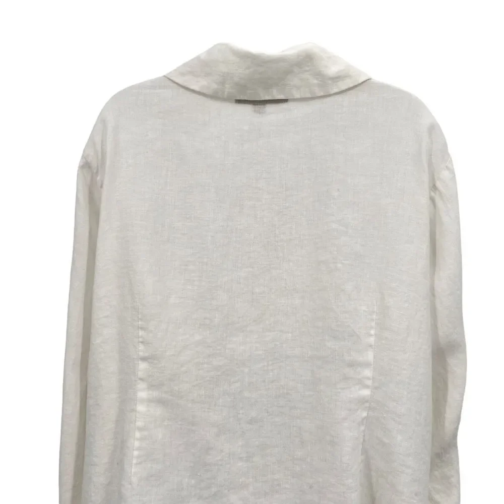 FLAX by Jeanne Engelhart Size 1G 1X White Button Down Shirt Lagenlook Top Linen - Picture 9 of 16